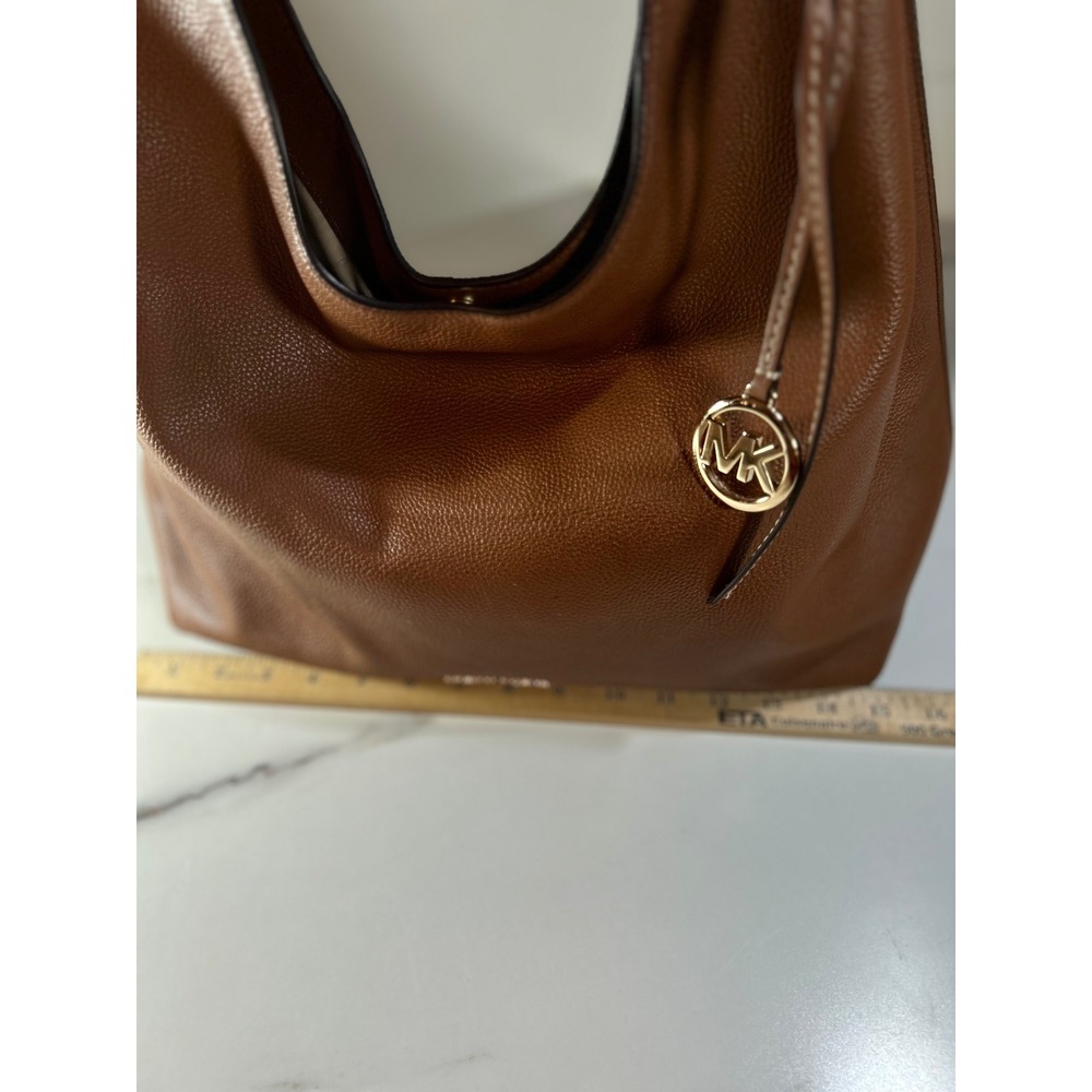 Michael Kors Luggage Brown Pebbled Leather Hobo Shoulder Bag Gold Hardware - Picture 5 of 11